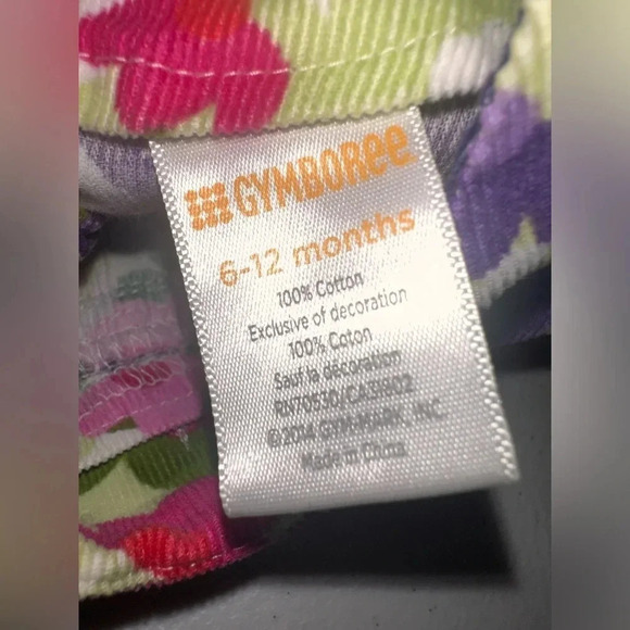 Gymboree Girls. Size 6-12m Cotton Corduroy Floral Dress Pink Green Purple - Picture 6 of 7